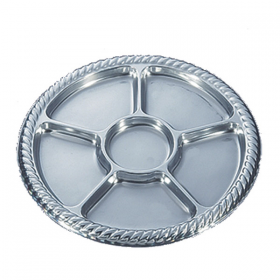 PLATEAUX PRESENTATION 5 COMPARTIMENTS  Ø 30,6 CM ARGENTE PET (10 UNITÉS) - Garcia de Pou