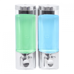 DISTRIBUTEUR DE SAVON 2x400 ML 13,7x6,3x20,3 CM ARGENTE ABS (1 UNITÉ) - Garcia de Pou