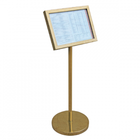 PORTE MENUS DIN-A3 AVEC PIED INCORPORÉ  27,5x115 CM DORE METAL (1 UNITÉ) - Garcia de Pou