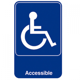 PLAQUE AUTOADHESIVE "ACCESSIBLE"  15,3x23 CM BLEU METACRYLATE (1 UNITÉ) - Garcia de Pou