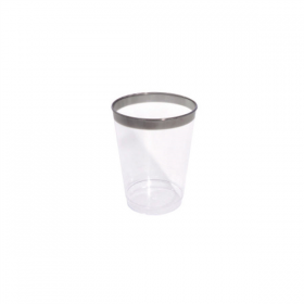 12 VERRES AVEC LISERÉ ARGENTÉ 270 ML  TRANSPARENT PS (30 UNITÉ) - Garcia de Pou