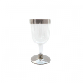 12 COUPES VIN AVEC LISERÉ ARGENTÉ 180 ML  TRANSPARENT PS (30 UNITÉ) - Garcia de Pou