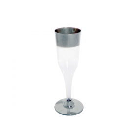 12 FLUTES CHAMPAGNE AVEC LISERÉ ARGENTÉ 180 ML  TRANSPARENT PS (30 UNITÉ) - Garcia de Pou