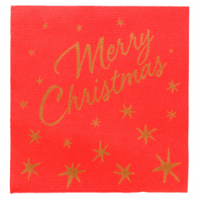 SERVIETTES "DOUBLE POINT" "MERRY CHRISTMAS" 18 G/M2 40x40 CM ROUGE OUATE (1200 UNITÉ) - Garcia de Pou