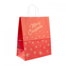 SACS SOS AVEC ANSES "MERRY CHRISTMAS" 80 G/M2 20+10x29 CM ROUGE CELLULOSE (250 UNITÉ) - Garcia de Pou