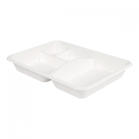 PLATEAUX 4 COMPART. "BIONIC"  23x17x3,5 CM BLANC BAGASSE (400 UNITÉ) - Garcia de Pou
