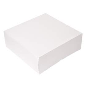 BOÎTES PATISSERIES SANS FENÊTRE "THEPACK" 250 G/M2 28x28x10 CM BLANC CARTON ONDULÉ NANO-MICRO (100 UNITÉ)