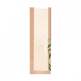 SACHETS PAIN AVEC FENÊTRE "CLASSIC" "FEEL GREEN" 32 G/M2 14+4x60 CM NATUREL KRAFT (250 UNITÉ) - Garcia de Pou