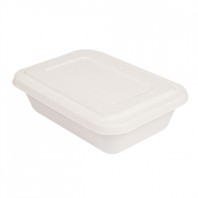 PLATEAUX + COUVERCLE "BIONIC" 800 ML 19,3x13,5x5 CM BLANC BAGASSE (400 UNITÉ) - Garcia de Pou
