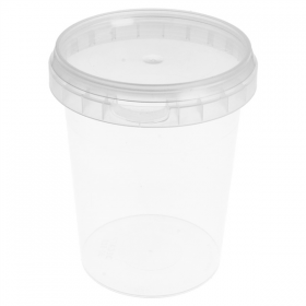 RÉCIPIENTS INVIOLABLES + COUVERCLES 520 ML Ø 9,5x11,7 CM TRANSPARENT PP (380 UNITÉ) - Garcia de Pou