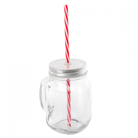 PICHET + COUVERCLE + PAILLE 450 ML Ø 8x13 CM TRANSPARENT VERRE (24 UNITÉ) - Garcia de Pou