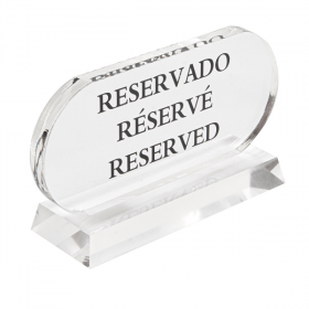 PLAQUE "RESERVADO-RÉSERVÉ-RESERVED"  13,5x7,5 CM TRANSPARENT ACRYLIQUE (2 UNITÉ) - Garcia de Pou