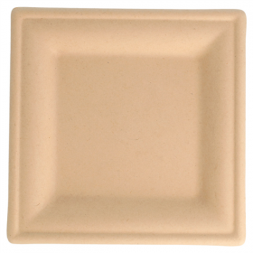 ASSIETTES CARRÉES BIONIC  16x16x1 CM NATUREL BAGASSE (180 UNITÉ)