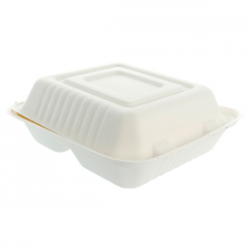 COQUILLES "M" 3 COMPART. "BIONIC"  20x20x7,5 CM BLANC BAGASSE (200 UNITÉ) - Garcia de Pou