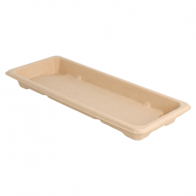 BOÎTES SUSHI "BIONIC"  22x9x2 CM NATUREL BAGASSE (800 UNITÉ) - Garcia de Pou