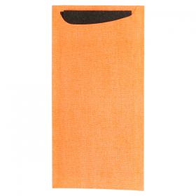 SACS COUVERTS + SERVIETTE AIRLAID NOIR 33x40 CM "JUST IN TIME" 90 + 10PE G/M2 11,2x22,5 CM ORANGE CELLULOSE (250 UNITÉ) - Garcia de Pou
