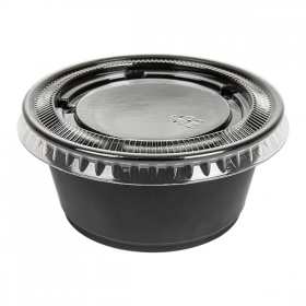 50 PETITS POTS + 50 COUVERCLES 100 ML Ø7,4x3,5 CM NOIR PP (24 UNITÉ) - Garcia de Pou