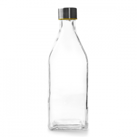 BOUTEILLE + BOUCHON ACIER 1 L Ø 8,8x25,8 CM TRANSPARENT VERRE (12 UNITÉ) - Garcia de Pou