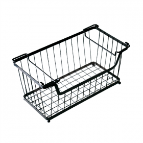 PANIER STACKABLE A/ANSES  33x27,5x22,7 CM NOIR ACIER (12 UNITÉ) - Garcia de Pou