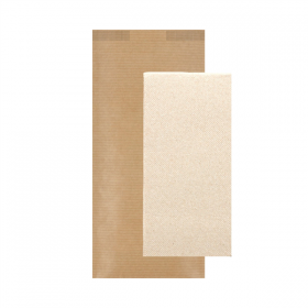SERVIETTES RECYCLÉES EMB. "D.POINT" 40x32 CM "JUST IN TIME CLOSED" 40 + 10PE G/M2 11x25 CM NATUREL KRAFT VERGÉ (300 UNITÉ) - Garcia de Pou