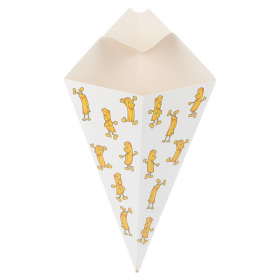 CORNETS AVEC LANGUETTES "THEPACK CHIPS" 100 G 230 G/M2 21x12,5 CM BLANC CARTON ONDULÉ NANO-MICRO (1600 UNITÉ) - Garcia de Pou