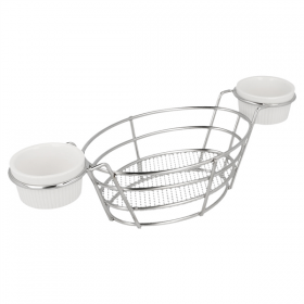 CORBEILLES OVALES + 2 POTS  26x10x5,3 CM CHROME ACIER (6 UNITÉ) - Garcia de Pou