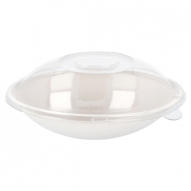 BOLS OVALES + COUVERCLES "BIONIC"  22x13,5x5,5+4,5 CM BLANC BAGASSE (100 UNITÉ) - Garcia de Pou