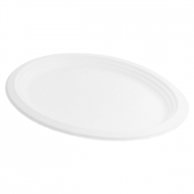 PLATEAUX OVALES "BIONIC"  31,8x25,5x2,2 CM BLANC BAGASSE (600 UNITÉ) - Garcia de Pou