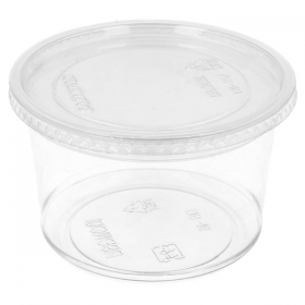 POTS TRAITEUR + COUVERCLES 375 ML Ø11,7x6,1 CM TRANSPARENT PET (250 UNITÉ)