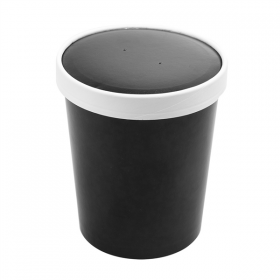 RÉCIPIENTS + COUVERCLES 960 ML 18PE + 340 + 18 PE G/M2 Ø11,7/9,2x13,5 CM NOIR CARTON (250 UNITÉ) - Garcia de Pou