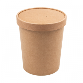 RÉCIPIENTS + COUVERCLES 960 ML 340 + 18 PE G/M2 Ø11,7/9,2x13,5 CM NATUREL KRAFT (250 UNITÉ) - Garcia de Pou