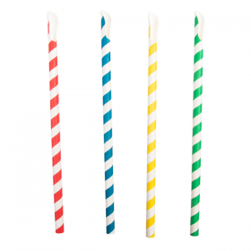 PAILLES À FRANGES AVEC CUILLÈRE  Ø0,8x21 CM ASSORTI PAPIER (100 UNITÉ) - Garcia de Pou