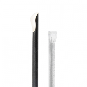 PAILLES AVEC CUILLÈRE SOUS SACHETS BLANCS  Ø0,8x21 CM NOIR PAPIER (1000 UNITÉ) - Garcia de Pou