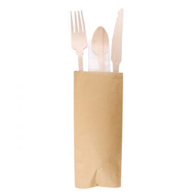 SETS FOURCH.+COUTEAU+SERV.+CUILLÈRE CAFÉ "CLASSIC"  20 CM NATUREL BOIS (100 UNITÉ) - Garcia de Pou