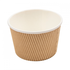 POTS DOUBLE PAROI, ONDULÉ 500 ML 280 + 250 + 18PE G/M2 Ø11,5/8,8x7,5 CM MARRON CARTON (500 UNITÉ) - Garcia de Pou