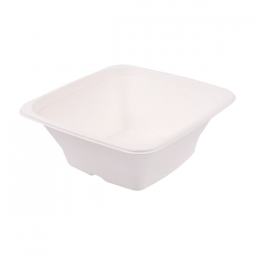 BOLS CARRÉS "BIONIC" 950 ML 18x18x7 CM BLANC BAGASSE (400 UNITÉ) - Garcia de Pou