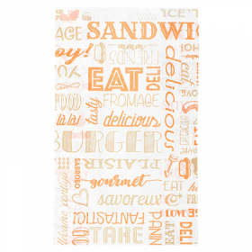 POCHETTES HAMBURGERS PFAS FREE "PAROLE" 35 G/M2 14+7x22 CM ORANGE PARCH.INGRAISSABLE (500 UNITÉ)