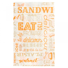 POCHETTES HAMBURGERS PFAS FREE "PAROLE" 32 G/M2 12+7x18 CM ORANGE PARCH.INGRAISSABLE (500 UNITÉ)