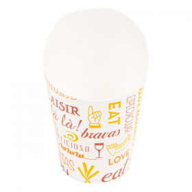 GOBELETS À FRITES OUVERT "PAROLE" 9 OZ - 270 ML 220 + 18PE G/M2 Ø7x10,5 CM BLANC CARTON (100 UNITÉ) - Garcia de Pou