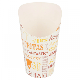 GOBELETS À FRITES OUVERT "PAROLE" 16 OZ - 480 ML 220 + 18PE G/M2 Ø8,5x13,5 CM BLANC CARTON (50 UNITÉ) - Garcia de Pou