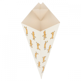 CORNETS AVEC LANGUETTES "THEPACK CHIPS" 250 G 230 G/M2 16x27 CM BLANC CARTON ONDULÉ NANO-MICRO (1200 UNITÉ) - Garcia de Pou