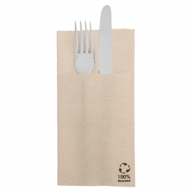 SERVIETTES KANGOUROU "ECOLABEL - DOUBLE POINT" 19 G/M2 39x40 CM NATUREL OUATE RECYCLÉE (1400 UNITÉ) - Garcia de Pou