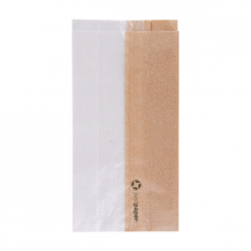 SACHETS POUR SANDWICHES AVEC FENÊTRE ECO "CORNER WINDOW" 40 G/M2 12+6x23 CM NATUREL KRAFT (250 UNITÉ) - Garcia de Pou