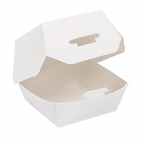 MINI BOÎTES BURGER  250 G/M2 5,3x5,7x5 CM BLANC CARTON (500 UNITÉ) - Garcia de Pou