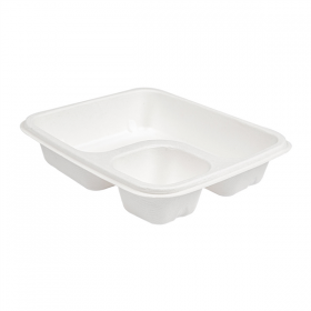 PLATEAU POUR NACHOS "BIONIC"  19x16,5x3,8 CM BLANC BAGASSE (300 UNITÉ) - Garcia de Pou