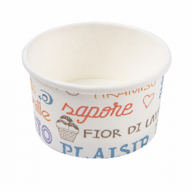 POTS À GLACES "PAROLE" 300 ML 250 + 18 PE G/M2 Ø10x5,5 CM BLANC CARTON (2000 UNITÉ) - Garcia de Pou