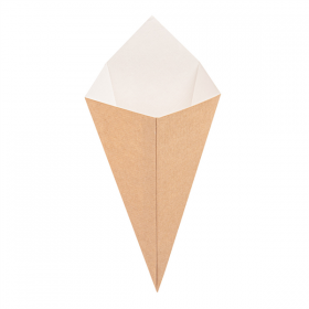 CORNETS FRITES "THEPACK" 100 G 220 G/M2 12,8x21,7 CM NATUREL CARTON ONDULÉ NANO-MICRO (1600 UNITÉ) - Garcia de Pou