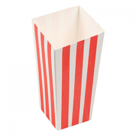 RECIPIENTS POP-CORNS "THEPACK STRIPES" 1 L 6,5x8,7x17,4 CM BLANC CARTON ONDULÉ NANO-MICRO (600 UNITÉ)