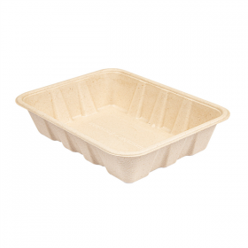 PLATEAUX "BIONIC" 1000 ML 22x16,5x4,7 CM NATUREL BAGASSE (400 UNITÉ) - Garcia de Pou