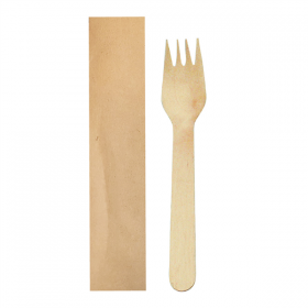 FOURCHETTES SACHET KRAFT "MAKAN"  15,5 CM NATUREL BOIS (100 UNITÉ) - Garcia de Pou